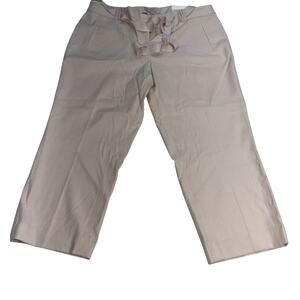 Ann Taylor Loft Mid Rise Pink White Womens Striped Marisa Capri Pants Size 14